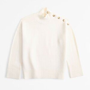 NEW ABERCROMBIE BUTTON DETAIL MOCKNECK SWEATER--CREAM--WOMEN'S XS